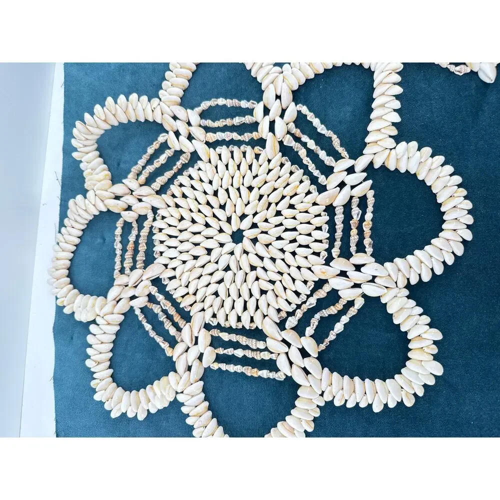Seashell Placemat Trivet Hot Pad 15 Inch With 2 Coasters Boho Coastal Decor